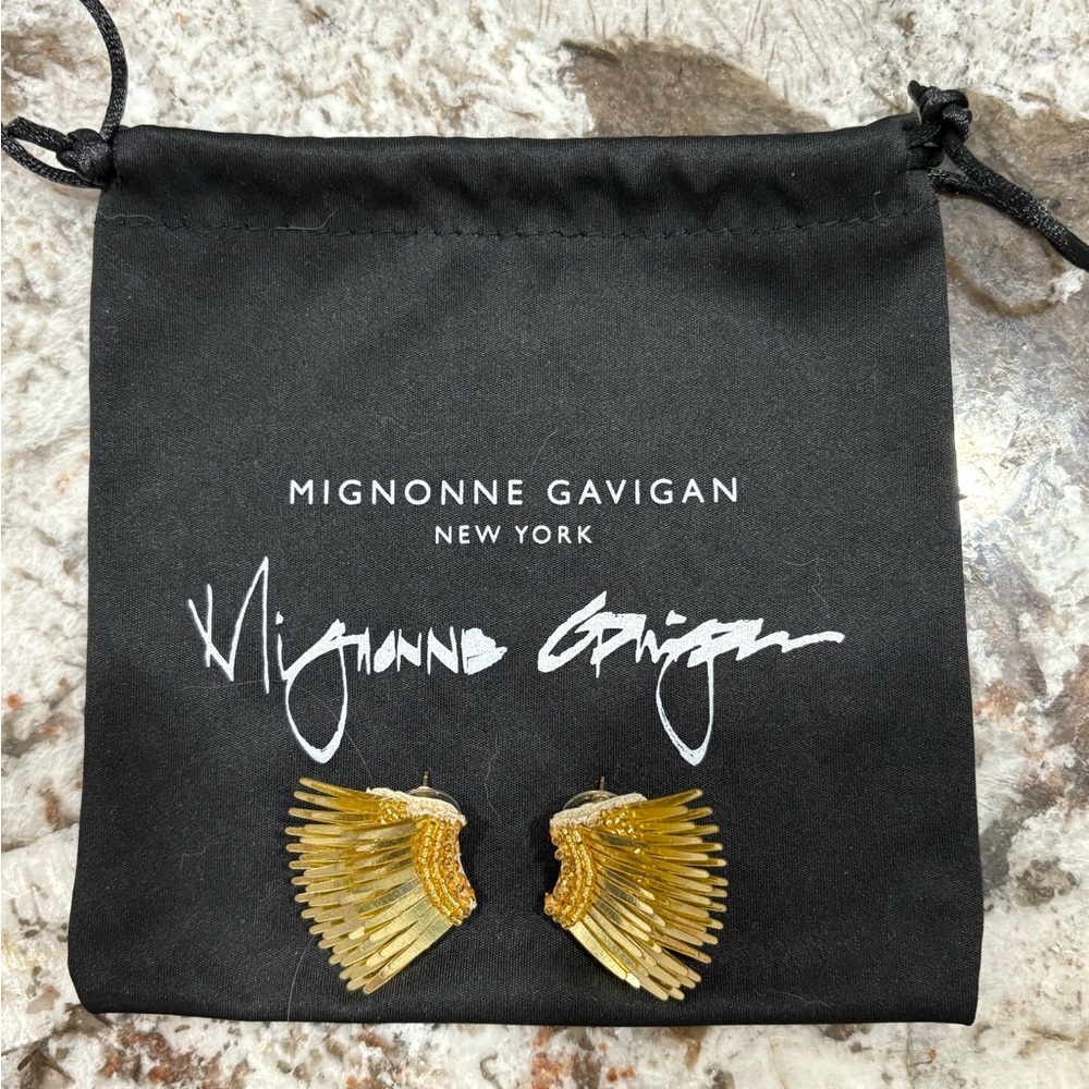 Mignonne Gavigan Gold Earrings with Black Pouch